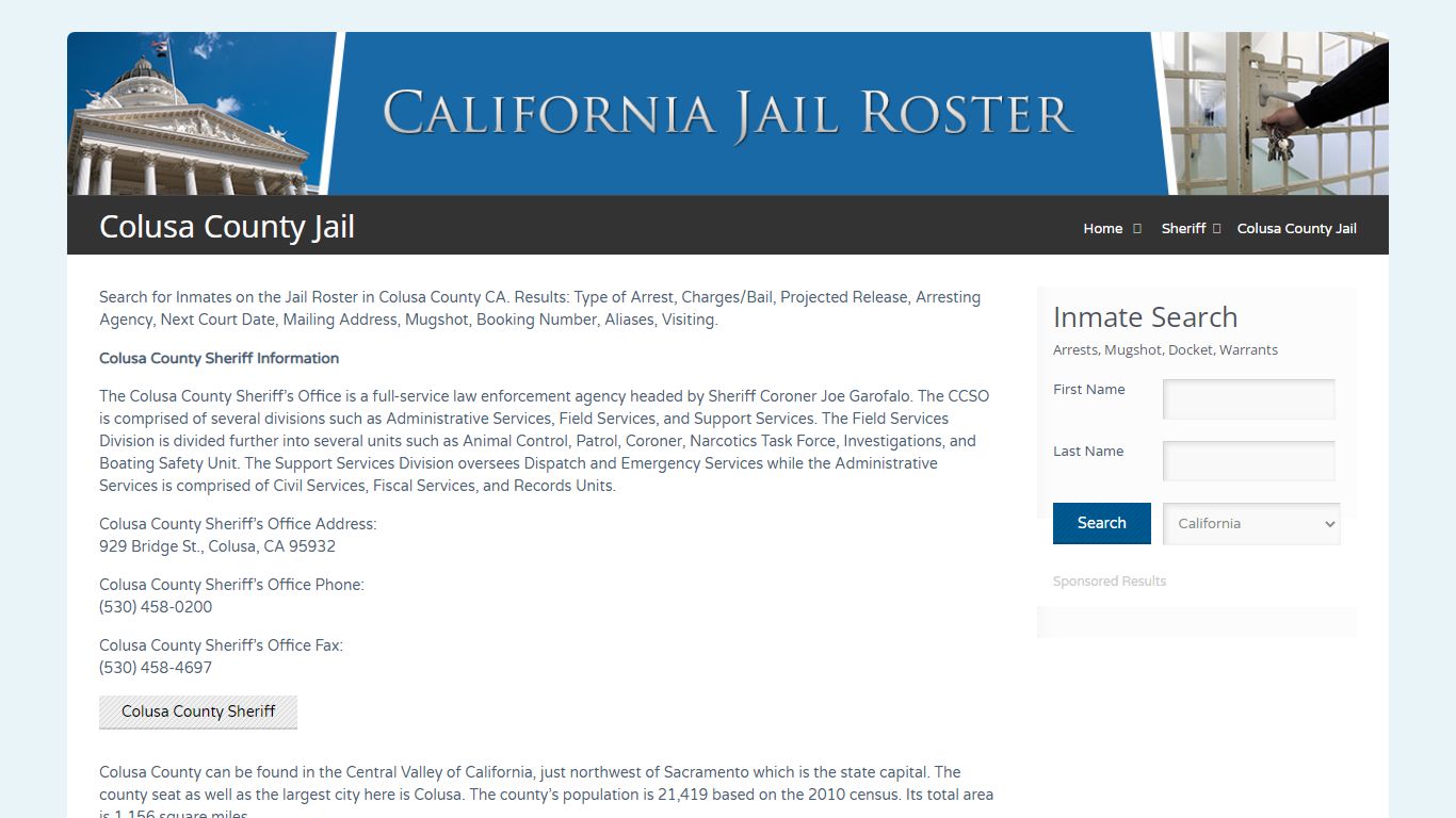 Colusa County Jail | Jail Roster Search
