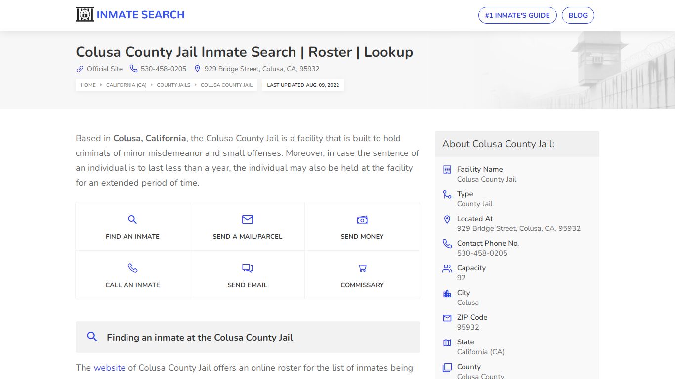 Colusa County Jail Inmate Search | Roster | Lookup